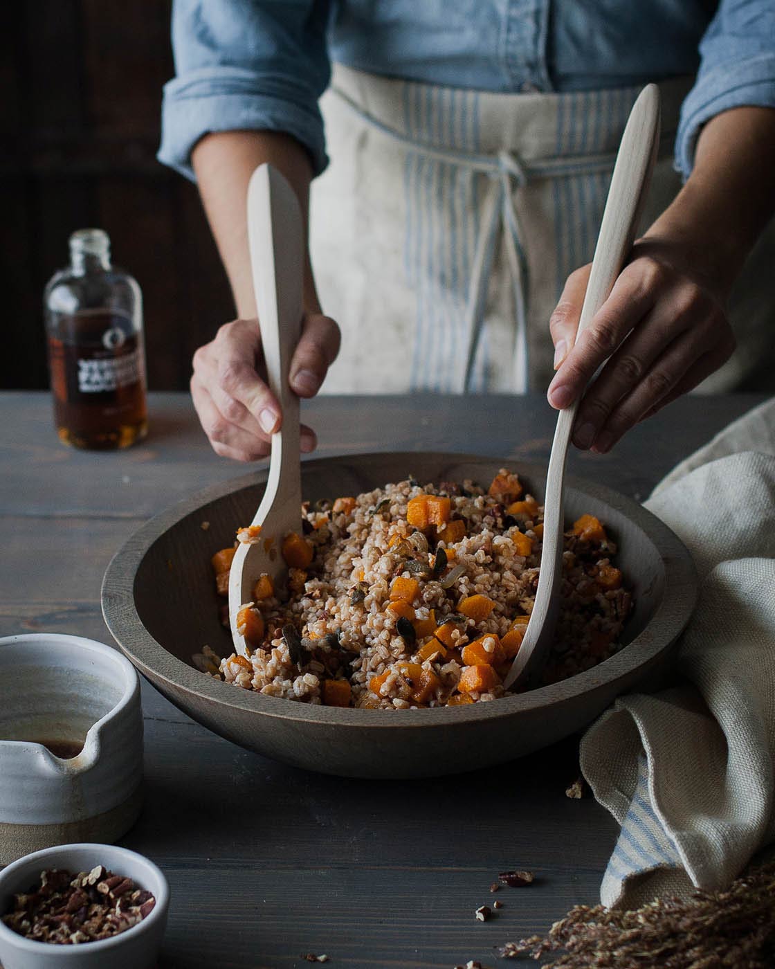 Crafted Wooden Bowls - Grey - Image 3
