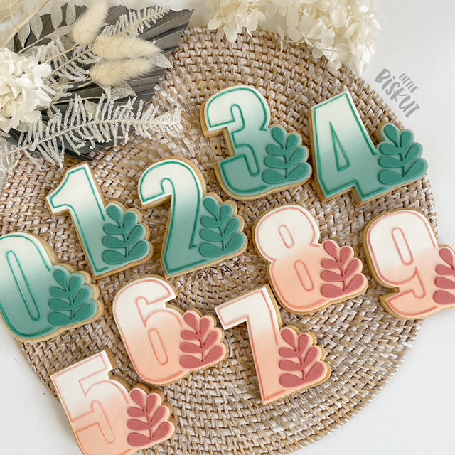 Leaf Number Set Cutter & Debosser Set (Little Biskut Level Up!)